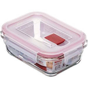 voedselcontainer, glas, luchtdicht, 0,37 l inhoud, clipdeksel, BPA-vrij, magnetron-, oven-, vries- en vaatwasser, rood, afmetingen 11,2 x 15,2 x 5,7 cm
