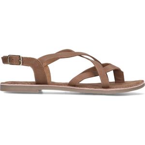 Sacha - Dames - Camel leren sandalen met gekruiste bandjes - Maat 41