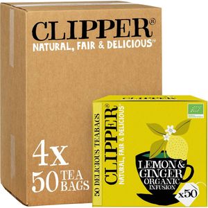 Clipper - Biologische kruidenthee - Lemon & Ginger - 4x 50 theezakjes