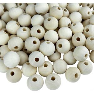 120mm Unfinished Round Chima Wood Beads - Mini Spacer Beads with 4mm Hole - Natural Wooden Beads for DIY Crafts and Jewellery Making