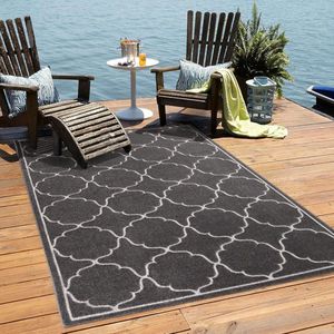 Outdoor tapijt, weerbestendig, tapijt voor binnen en buiten, balkontapijt, waterafstotend, tapijten voor terras, tuin, keuken, badkamer, Berlin_9000_Gray_120x170