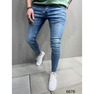 Mannen Stretchy Skinny Jeans Hole Slim Fit Denim Hoge Kwaliteit Super Skinny Jeans - W32