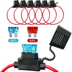 16 AWG zekeringhouders - 6 stuks waterdicht met inline platte zekeringen