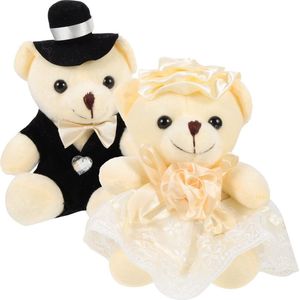 Berenbruidspaar 15 cm groot in een romantische bruidsoutfit - beer - bruid - bruidegom - beren - bear - bride - groom - knuffel
