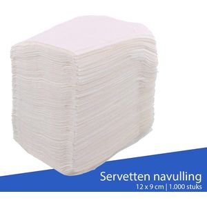 WDMT Servetten Navulling - 1.000 stuks - 12,5 x 8 cm - Geschikt voor Universele Servetten Dispensers - Servet - Papier - Servetten Papieren - Wit