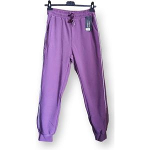 Sport broek voor dames vrouwen met zijzakken, PAARS kleur, band aan zijkanten, stretch broek Maat S/M