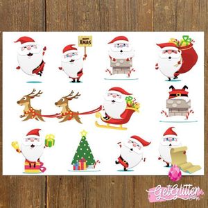 GetGlitterBaby® - Kerst Kinder Plak Tattoos / Tijdelijke Tattoo / Nep Tatoeage voor Kinderen - Kerstmin / Christmas / Kerstman / Rendier
