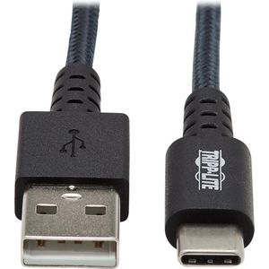 Tripp-Lite U038-010-GY-MAX Heavy-Duty USB-A to USB-C Cable - M/M, USB 2.0, UHMWPE and Aramid Fibers, Gray, 10 ft. (3 m) TrippLite