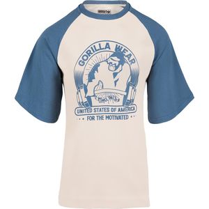 Gorilla Wear - Logan Oversized T-Shirt - Beige/Blauw - 2XL