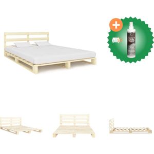 vidaXL Bedframe pallet massief grenenhout 140x200 cm - Bed - Inclusief Reiniger