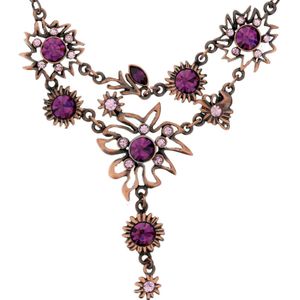 Behave Rosé-kleurige ketting met paarse bloem hangers
