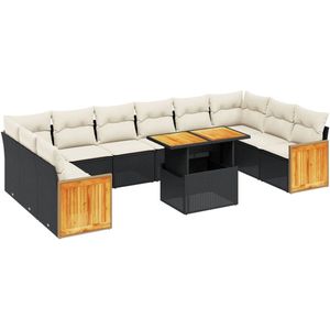 vidaXL Loungeset - 11-delig - Poly Rattan - Zwart Loungeset - Tuinset - Tuinmeubels - Lounge Set - Outdoor Furniture