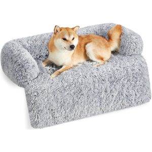 honden FluffyHug hondenbed pluche, hondendeken bank, bankbescherming hond, hondenkussen, maat XL, voor middelgrote en grote honden, 110 x 95 x 18 cm, ombré grijs PGW223G01