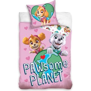 PAW Patrol Dekbedovertrek Pawsome Planet - Eenpersoons - 140x200 cm - Pink