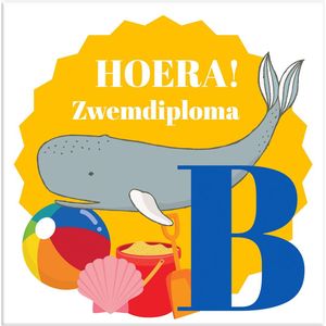 HD Tegeltje Zwemdiploma B - Cadeau diploma afzwemmen - zwemdiploma gehaald + Plakhanger