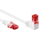 CAT 6 patchkabel 1x 90° haaks, U/UTP wit 0,25M - Netwerkkabel - Computerkabel - Kabel