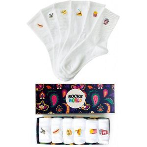 SocksWorld-Sokken- Gift Box -37-42- Geborduurd-WIT