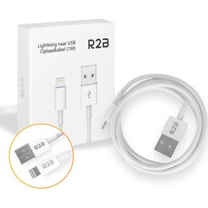 R2B® USB-A naar Lightning Kabel - 1 Meter - Extra stevige USB-A kabels - Oplader geschikt voor Apple, iPhone, Airpods, iPads