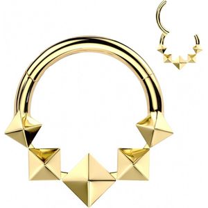 piercing clicker ring 3D Diamonds - goud 1.2x10