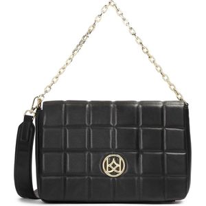 Black handbag with quilted flap