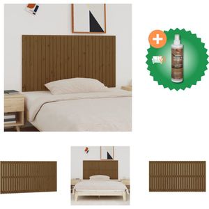 vidaXL Wandhoofdbord 166x3x90 cm massief grenenhout honingbruin - Bedonderdeel - Inclusief Houtreiniger en verfrisser