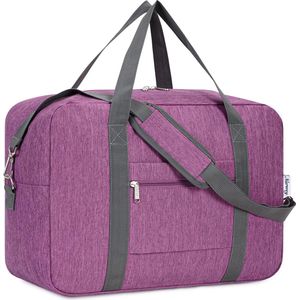 Handbagagetas voor vliegtuig, opvouwbare reistas voor dames, weekendtas, sporttas, handbagage, koffer, groot, donkerviole