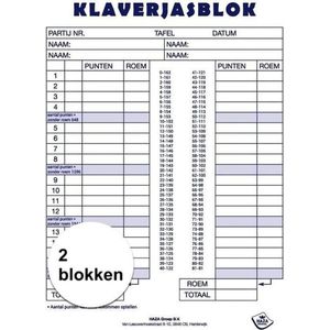 Scoreblok Klaverjassen - 2x 50 vellen - Familiespelletje - Formaat 14,8 x 21 cm