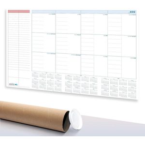 XL wandkalender maandplanner afwisbaar altijdgroot - DIN A1 formaat - 59 x 84 cm - muur kalender - jaarkalender voor 12 maanden - opgerold en afwisbaar Maandplanner