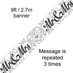 Oaktree - Banner Mr & Mrs Wit zilver