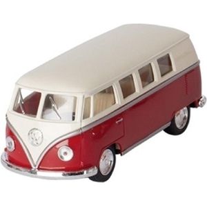 Modelauto Volkswagen T1 two-tone rood/wit 13,5 cm - speelgoed auto schaalmodel - miniatuur model