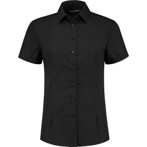 L&S Shirt poplin mix met korte mouwen voor dames zwart - S