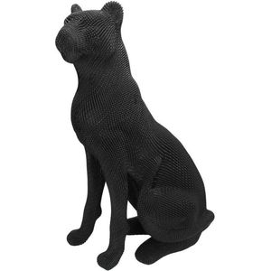 Ornament Luipaard Zwart 31x18x49cm - beeld - decoratie dier - modern beeld - Polyresin