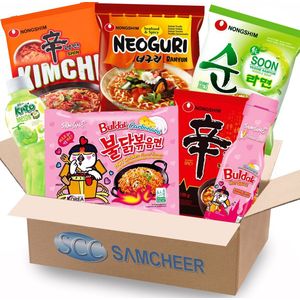 Samyang Buldak Carbonara Hot Sauce 200g - Samyang Carbonara - Nongshim Mix Noedels Pakket - Nata de Coco Drank 8-Delig box
