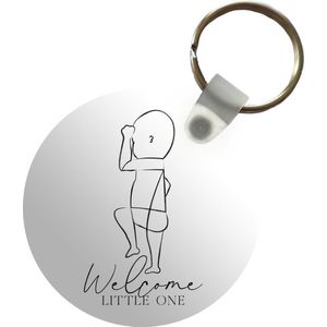 Sleutelhanger - Baby - Welcome little one - Spreuken - quotes - Geboorte - Plastic - Rond - Uitdeelcadeautjes