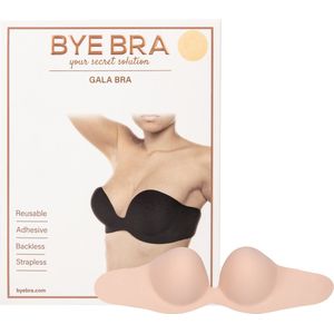 Bye Bra Gala-BH, Zelfklevende bh, Strapless & backless Bh, Onzichtbare Bh, Plak bh, Beige, Cup A