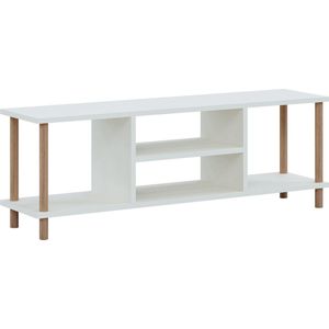 TV meubel Narcisco - 120x29x43 cm - Wit - Spaanplaat - Beukenhout - Stijlvol Design