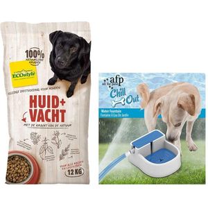 Ecostyle Hondenvoer Huid & Vacht & Afp Waterbak Pakket