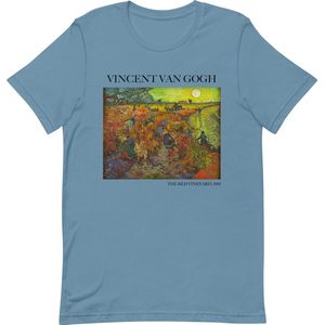 Vincent van Gogh 'De Rode Wijngaard' (""The Red Vineyard"") Beroemd Schilderij T-Shirt | Unisex Klassiek Kunst T-shirt | Steel Blue | XL