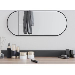 The Living Store Wandspiegel Zwart - 60 x 25 cm (L x B) - Duurzaam glas en PVC-frame