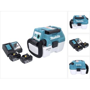 Makita DVC 750 LRF snoerloze stofzuiger LXT 18 V 67 mbar 7,5 l borstelloos + 2x oplaadbare accu 3,0 Ah + lader