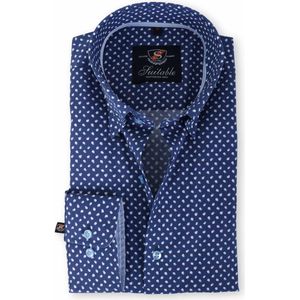 Suitable - Overhemd Blauw Print 133-3 - 37 - Heren - Slim-fit