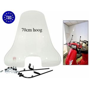 DMP - Windscherm Helder hoog 70cm Agm vx 50 / Napoli / China Vespa S Model / Btc Riva Sport + bevestiging - Voor Modellen Met Vierkante Koplamp