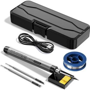 Draadloze soldeerbout kit - USB oplaadbaar - draagbare soldeerbout 8W - laskit met drie ijzeren tips - instelbare temperatuur 300℃ tot 450 ℃ - Elektrische soldeerbout pen voor reparatie