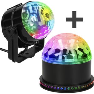 iMoshion LED & Roterend discobal Bundel - 2 Discolampen - Muziekgestuurde LED Discobal kinderen / volwassenen - Feestverlichting