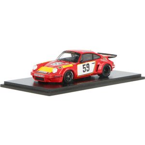 De 1:43 Diecast Modelcar van de Porsche 911 Carrera RSR #59 van de 24H LeMans van 1975. De rijders waren T. Schenken en H. Ganley. De fabrikant van het schaalmodel is Spark Models. Dit model is alleen online verkrijgbaar