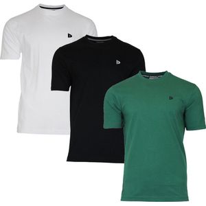 3-Pack Donnay T-shirt (599008) - Sportshirt - Heren - White/Black/Forest Green - maat M