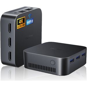 HUIDUN H20 Mini PC Intel 12th N95 16GB LPDDR5+512GB M.2 SSD 3 x USB 3.0 WiFi 6 Mini Computer Windows 11 Pro - Zwart