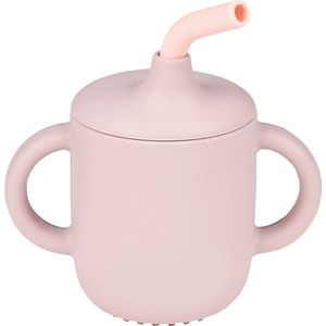 Nattou Drinkbeker met Rietje en Borstel Roze - Silicone