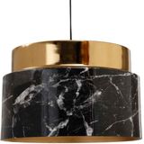 PTMD Dissy Ronde Hanglamp Marmerprint - H22 x Ø35 cm - Ijzer - Zwart