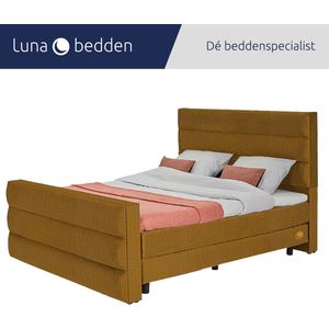 Luna Bedden - Boxspring Skye - 140x220 Compleet Goud 3 Balken Bed